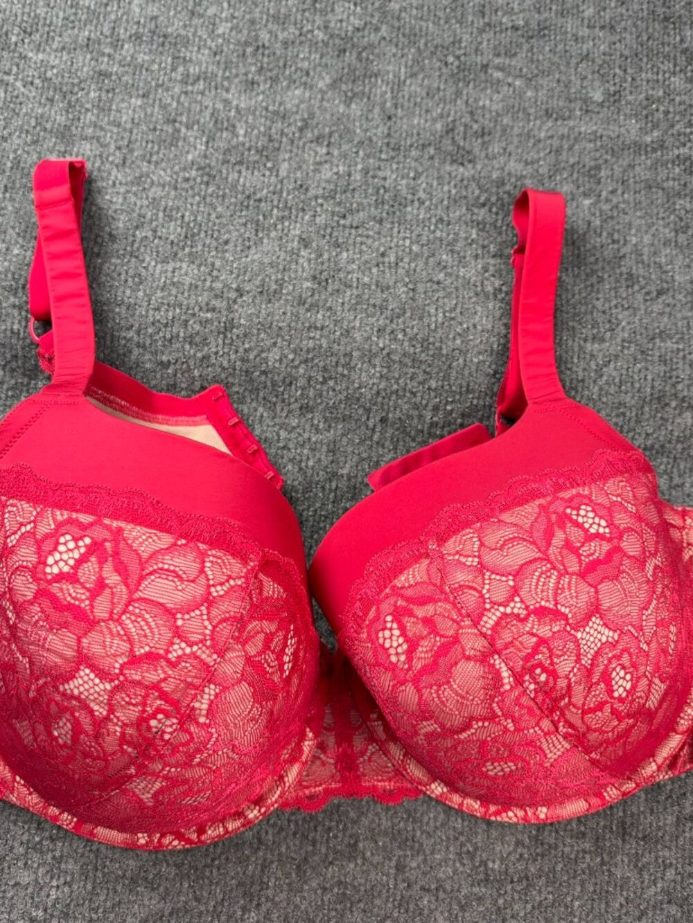 Torrid Red Lace Underwire Bra 44DDD Padded Contour Cups Bow As Is Tag Cut